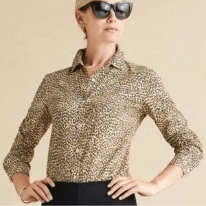 J. McLaughlin Womens Multicolor Leopard Print Long Sleeve Button Up Shirt XS
